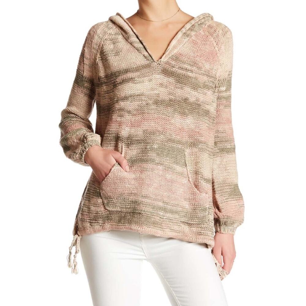 Free People Snowcone V Neck Sweater Knit Hoodie XS